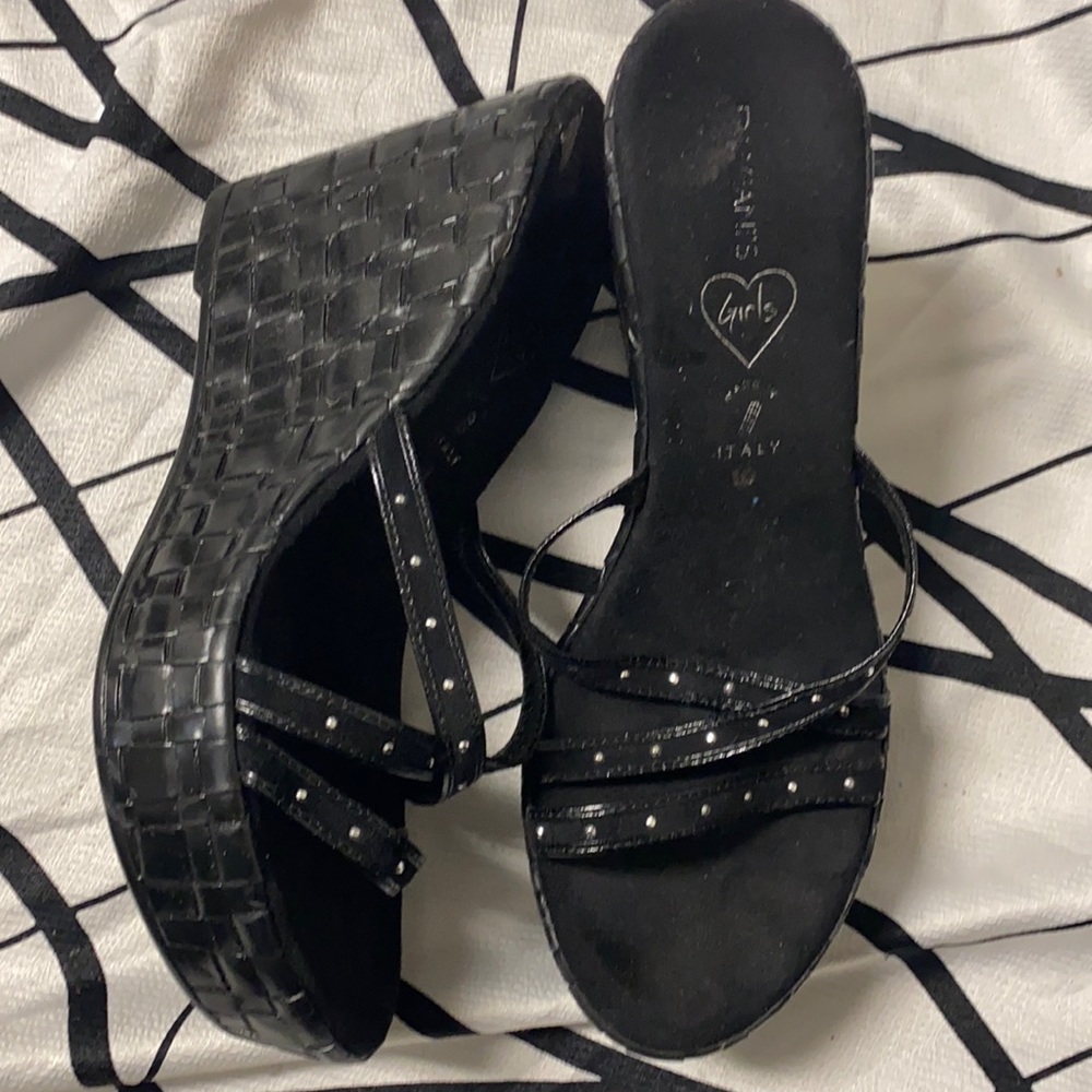 Italian Black Comfortable Studded Platforms